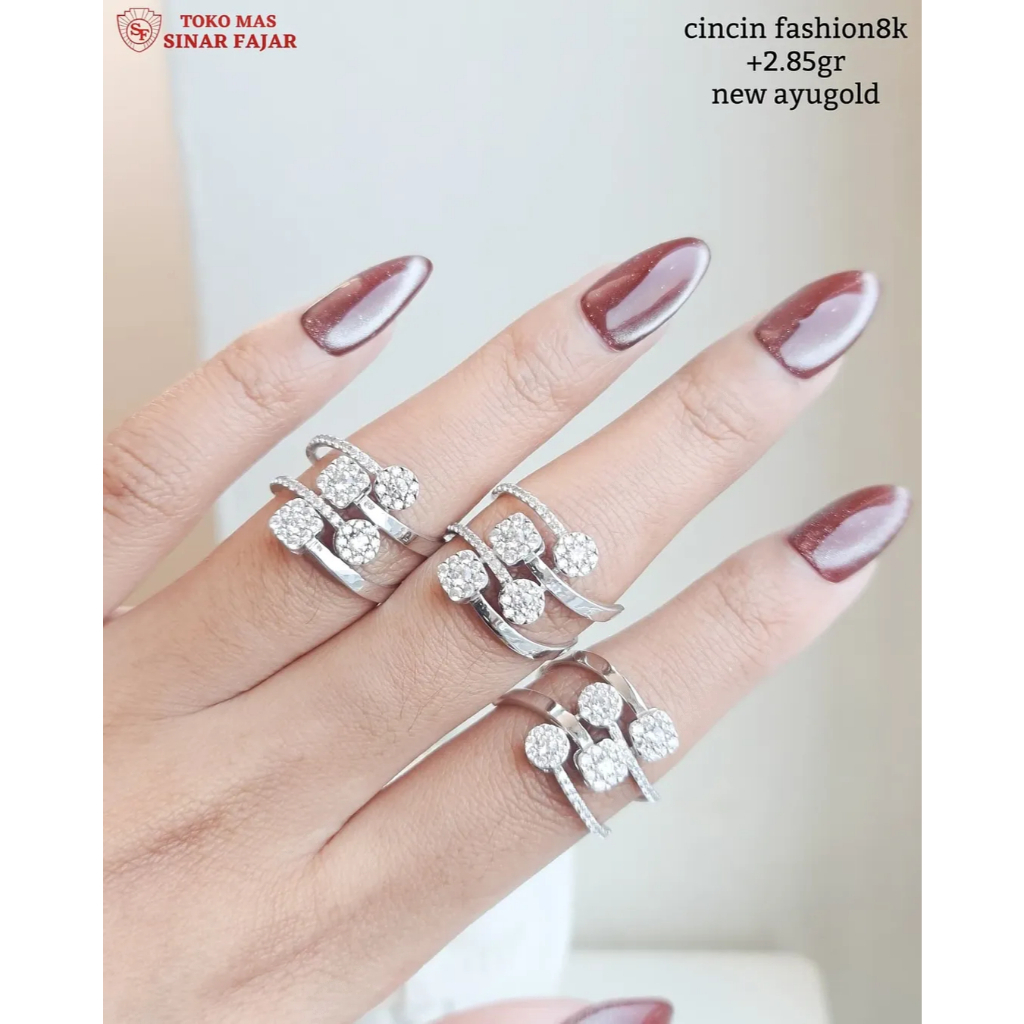 Cincin diamon loosk double ring emas kadar 9k/420% berat 2.85 gr