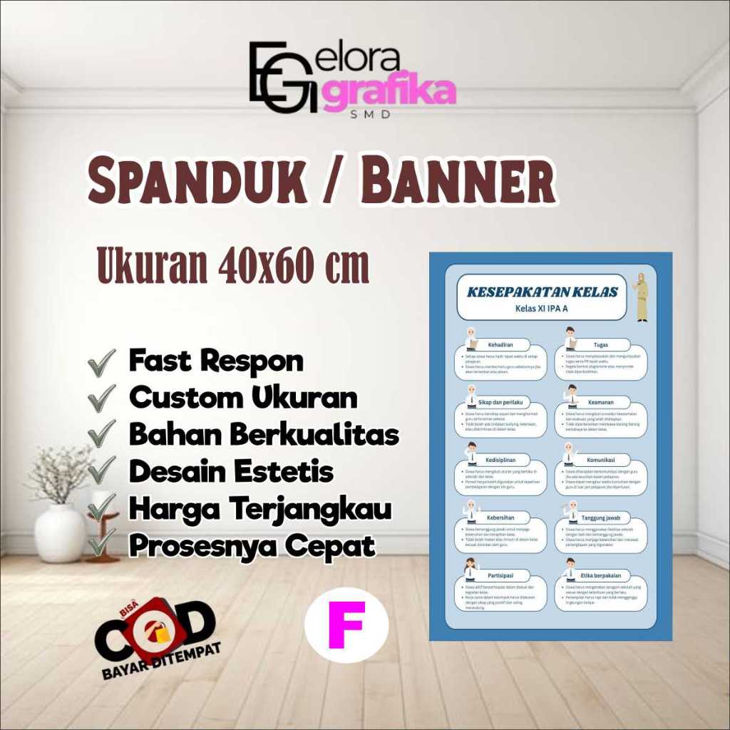 Spanduk Banner Ukuran 40X60 Cm Kesepakatan Kelas Model F
