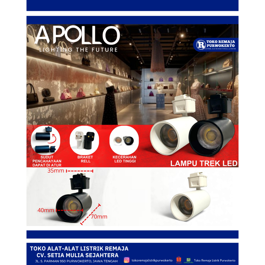 Lampu Rell Mini 7 Watt 3000K Apollo