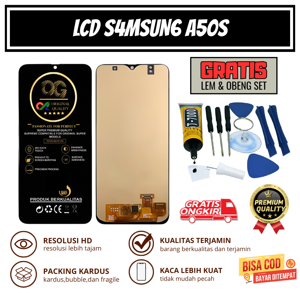 LCD SAMSUNG GALAXY A50S ORIGINAL + TOUCHSCREEN || GRATIS 1 SET OBENG & LEM || OG SUPER ORIGINAL