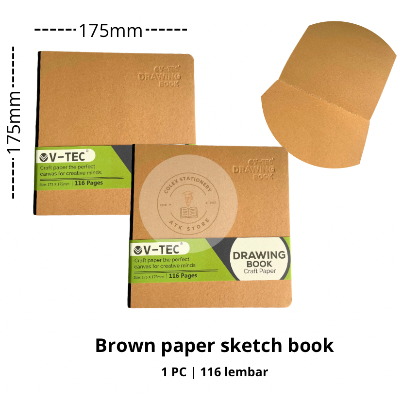 

[1 PC] Buku Gambar Sketsa Craft / Sketch Book Coklat Uk 175x175mm Isi 116 Halaman Vtec DBC3103
