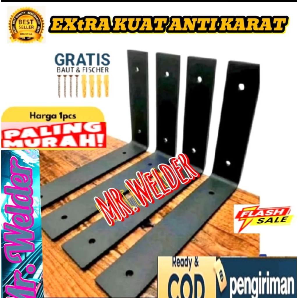 plat besi siku Rak dinding Rak tempel dinding besi siku Antikarat