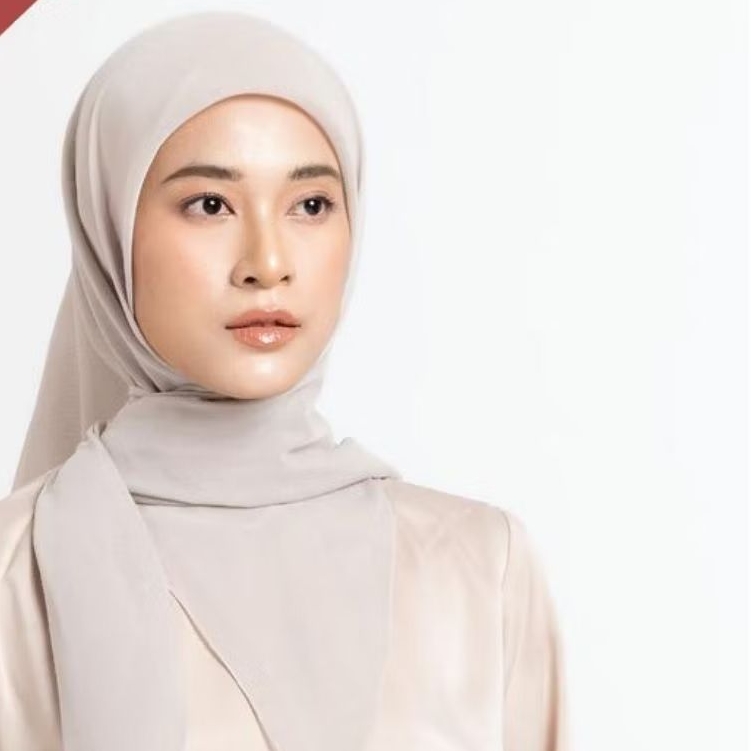 Napocut - Jilbab paris jepang original polos - warna light gray & gray hint mauve