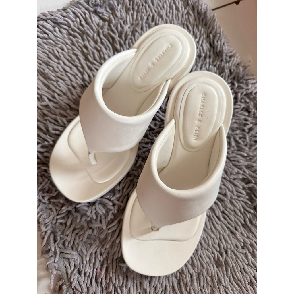 Charles & Keith sandal heels white