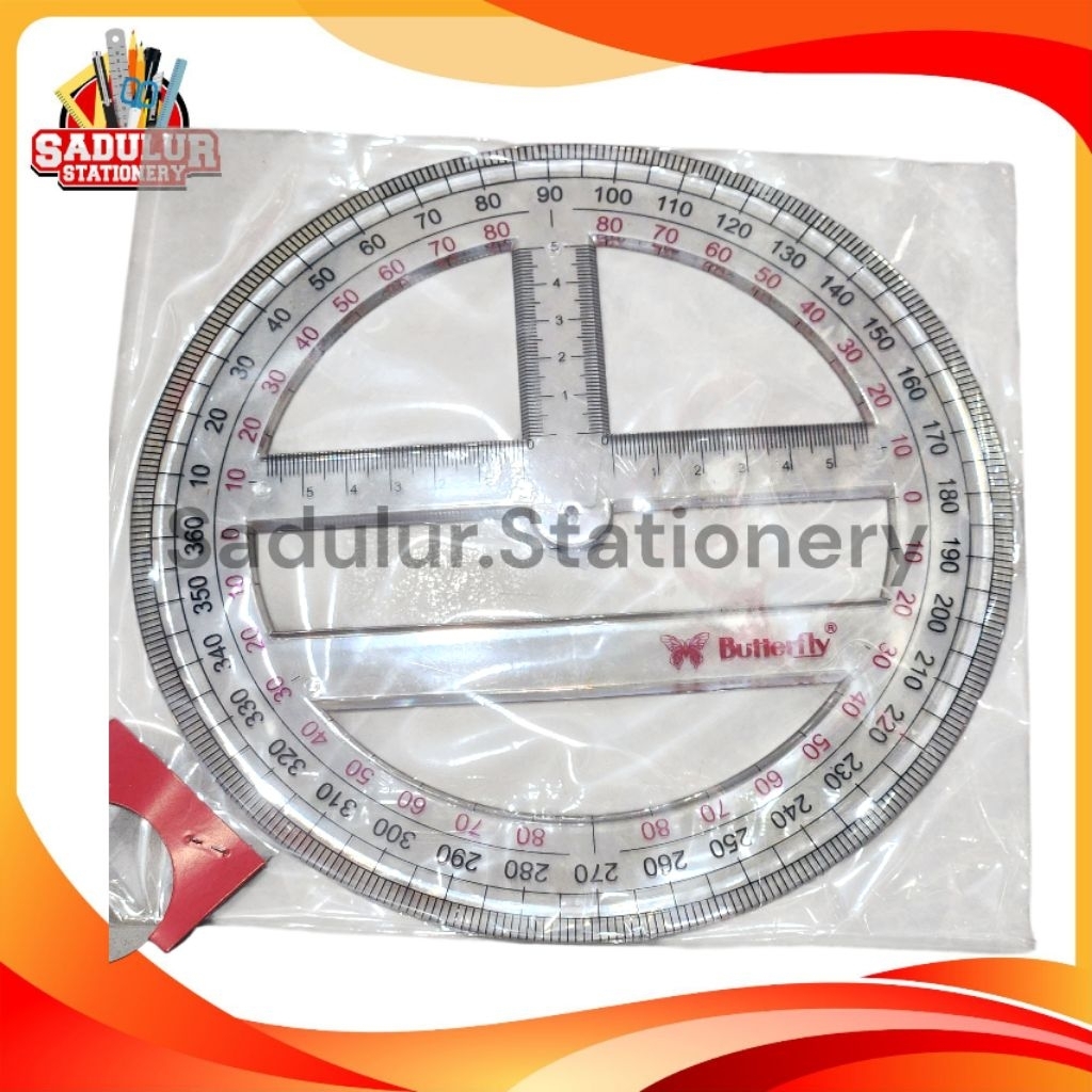 

1 Pcs Penggaris Busur Butterfly 360 derajat 20cm