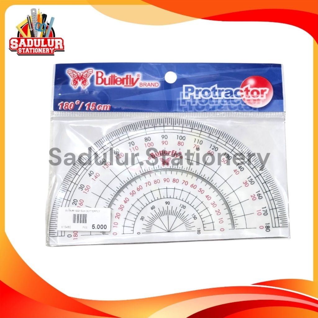 

1 Pcs Penggaris Busur Butterfly 180 Derajat 15cm JUMBO SIZE BESAR
