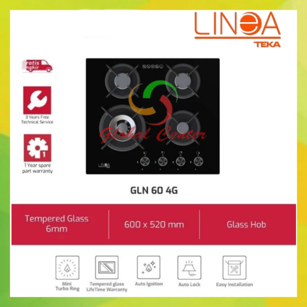 KOMPOR TANAM LINEA BY TEKA GLN 60 4G GAS 4 TUNGKU - GARANSI RESMI