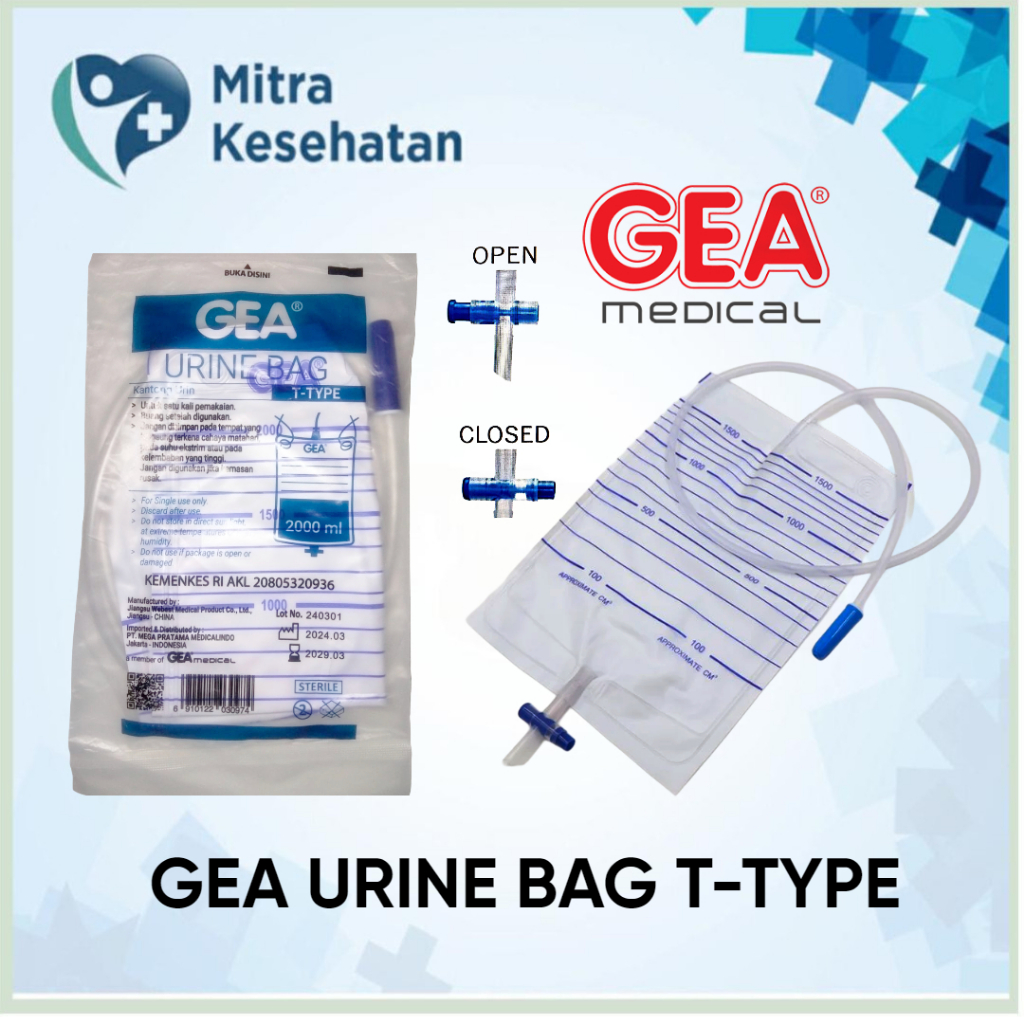 URINE BAG GEA HANGER URINE BAG T-TYPE KANTONG PENAMPUNG URINE 2000ML KANTONG URINE