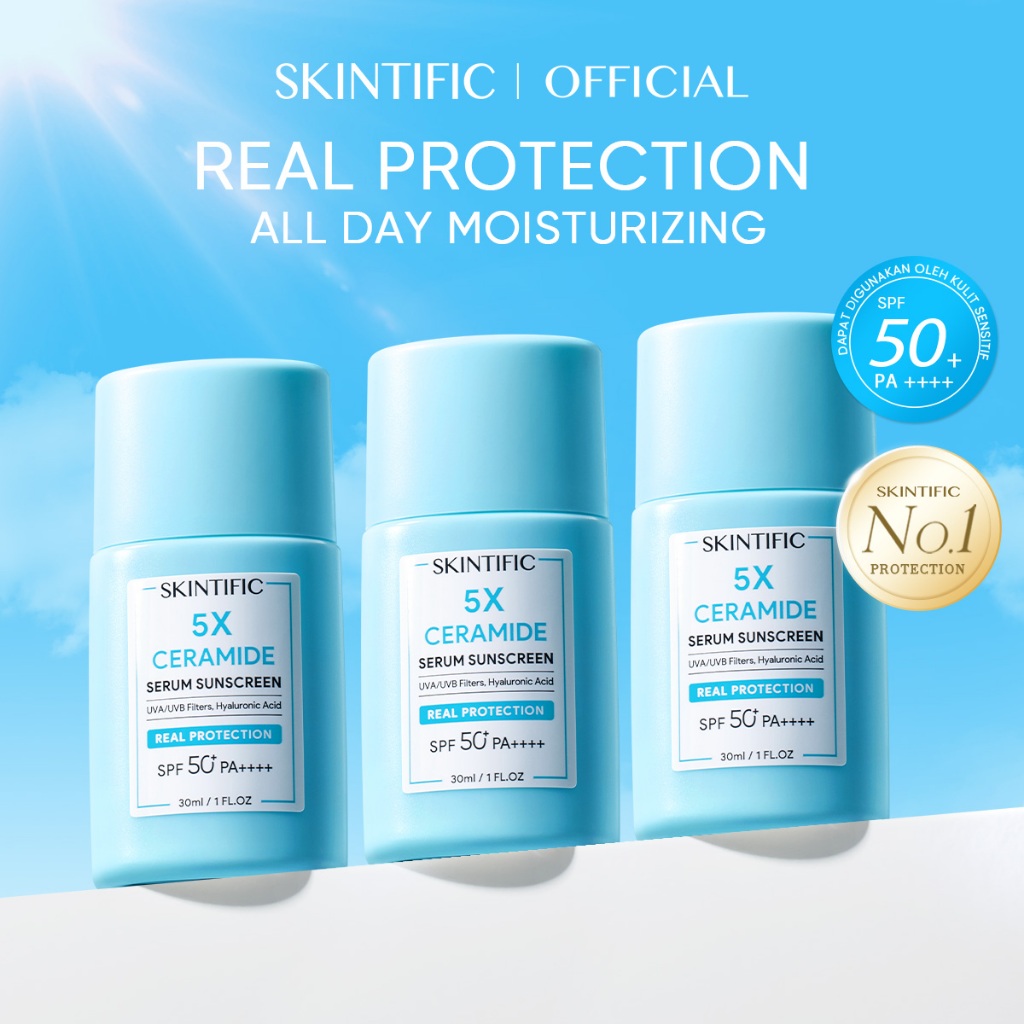 SKINTIFIC - 5X Ceramide Serum Sunscreen 30ml SPF 50+ PA++++ | Sun-Repair Invisible Serum 2-in-1 Skin