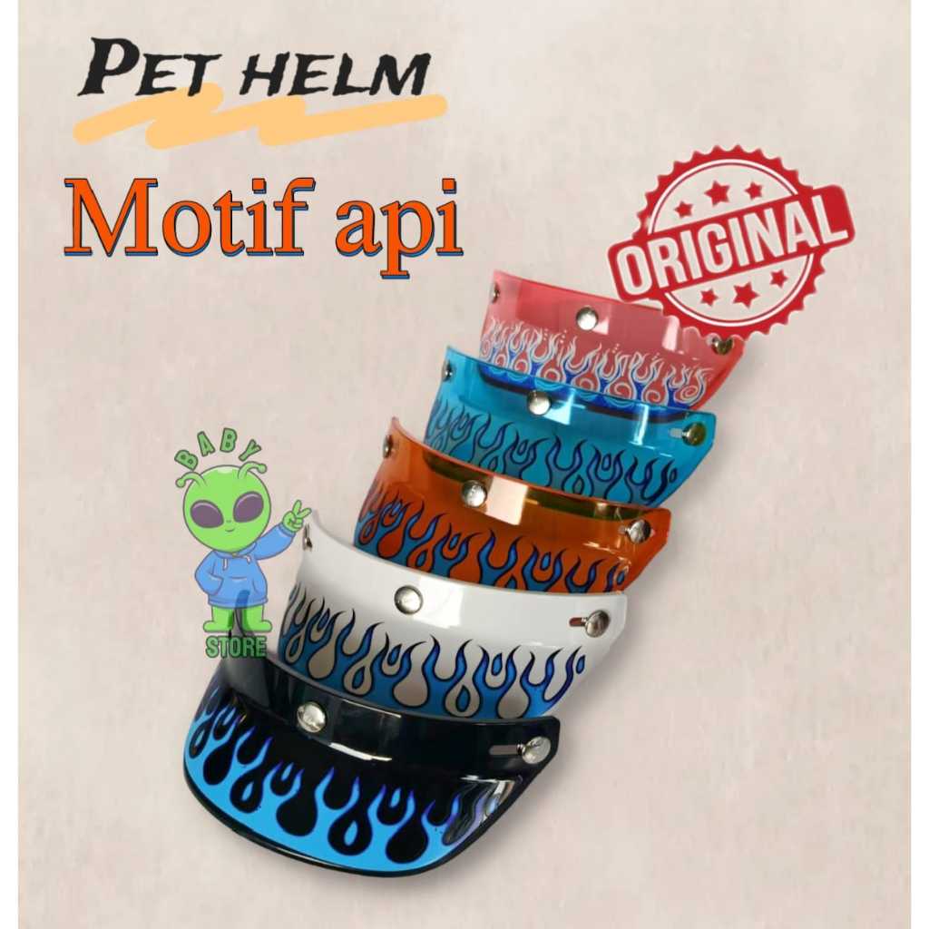 Pet helm chips transparant motif api, pet topi helm chips transparan