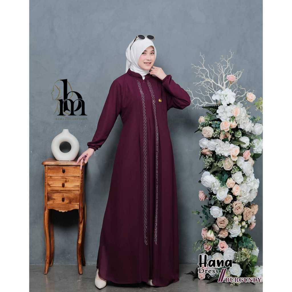 baru gamis Hana DRESS polos kondangan lebaran muslim alesha kekinian murah Lavina putih hitam bw umr