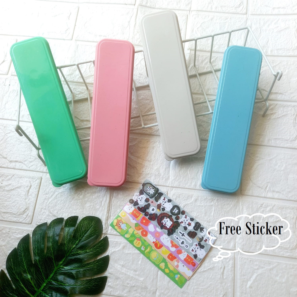 

Tempat Pensil Kotak Plastik Polos Serbaguna Free Sticker Motif Kartun