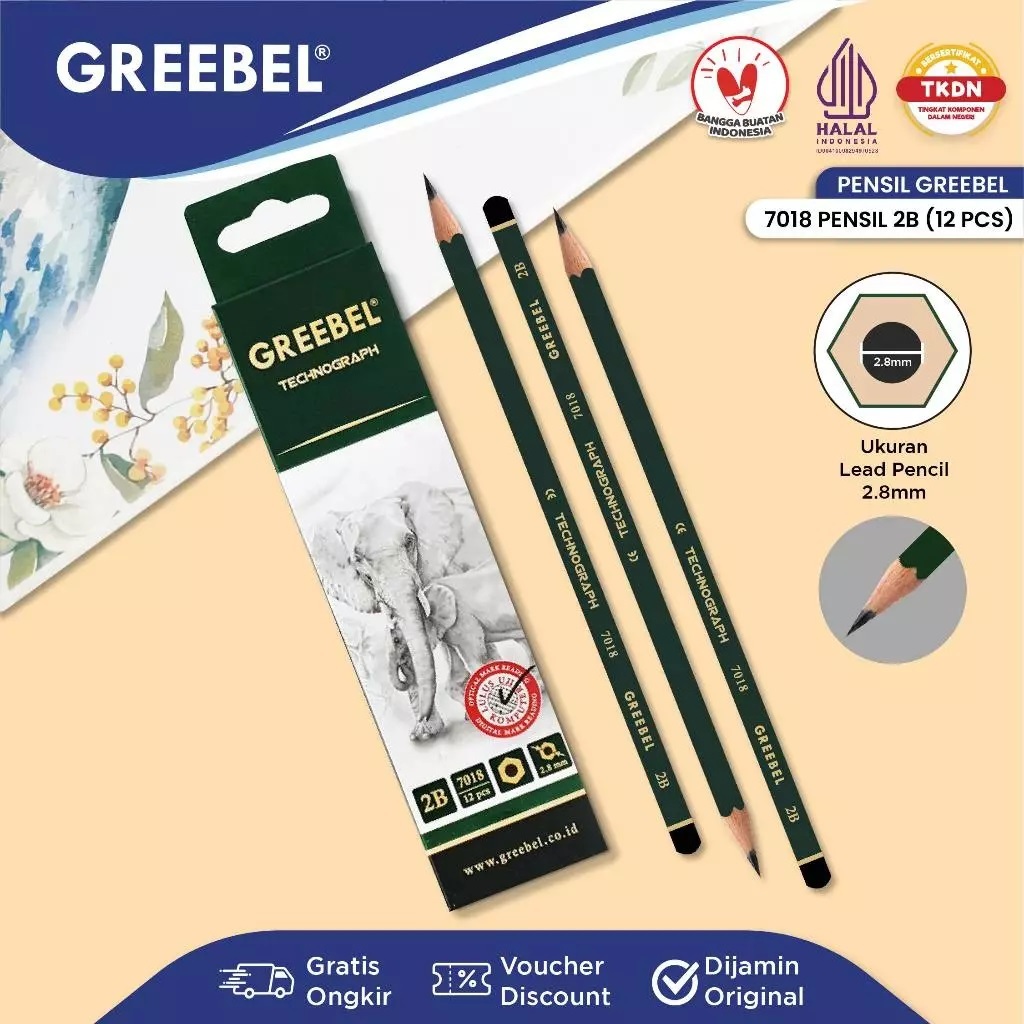 

Greebel Pensil 2B Technograph 7018 For Computer ( 1 Pack isi 12 Pcs )