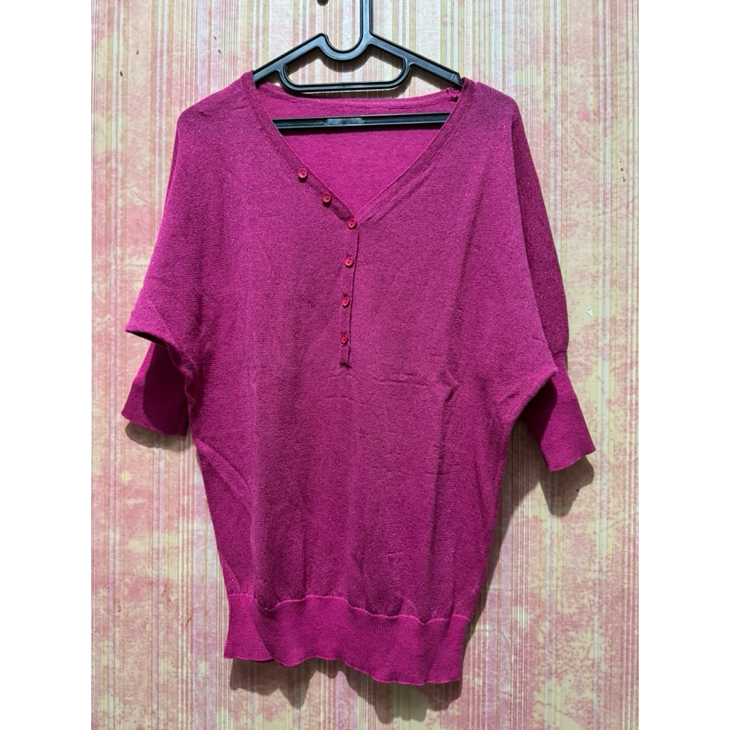 shocking pink purple blouse bling blus cardigan merah muda ungu