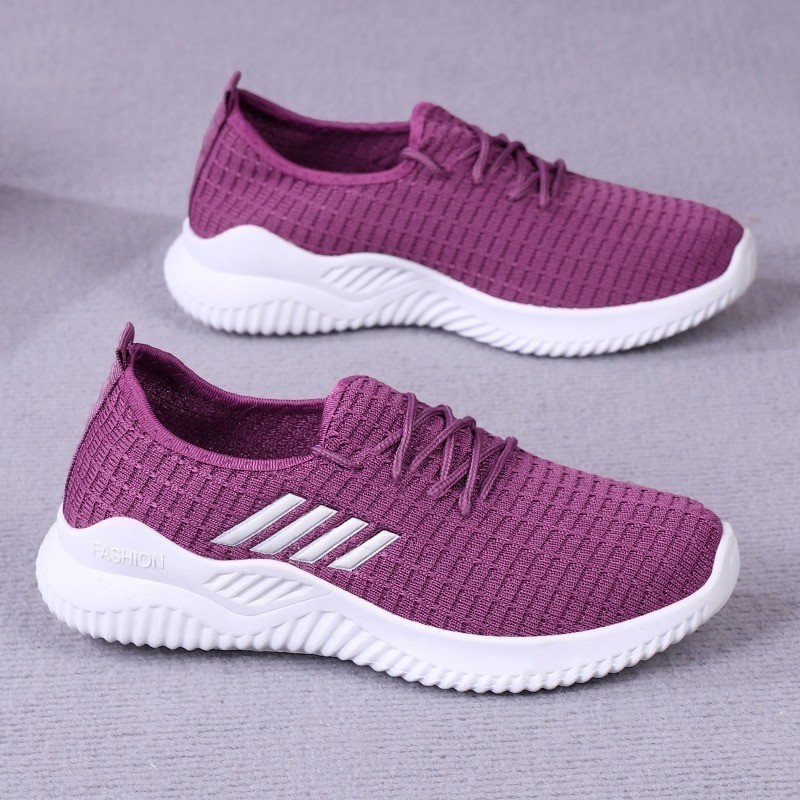 Grade Ori Plk Luna [Back To School] Sepatu Sneakers Wanita Rajut Motif Garis L Lv0090