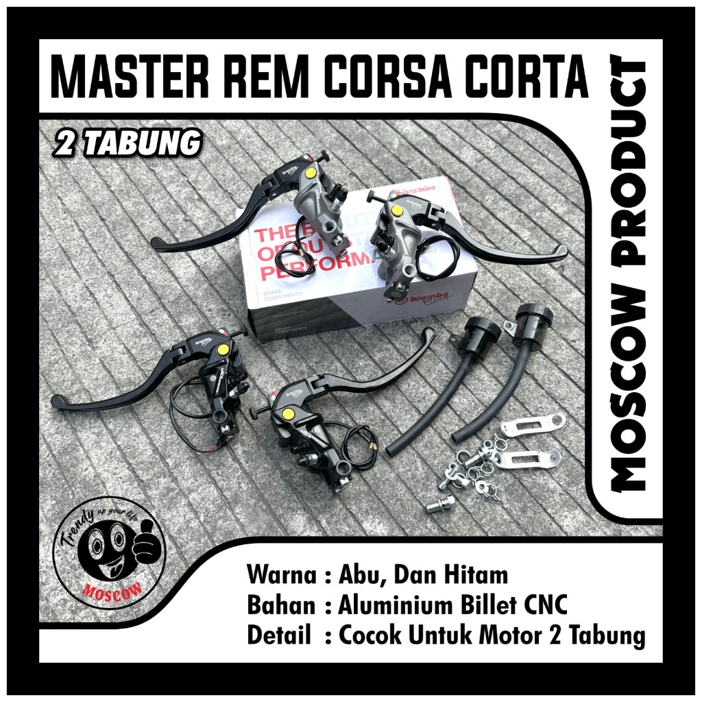 MASTER REM DOUBLE TABUNG RCS 19 CORSA CORTA ORIGINAL BREMBO FREE DUS KEMASAN HANDLE LIPAT PREMIUM MA