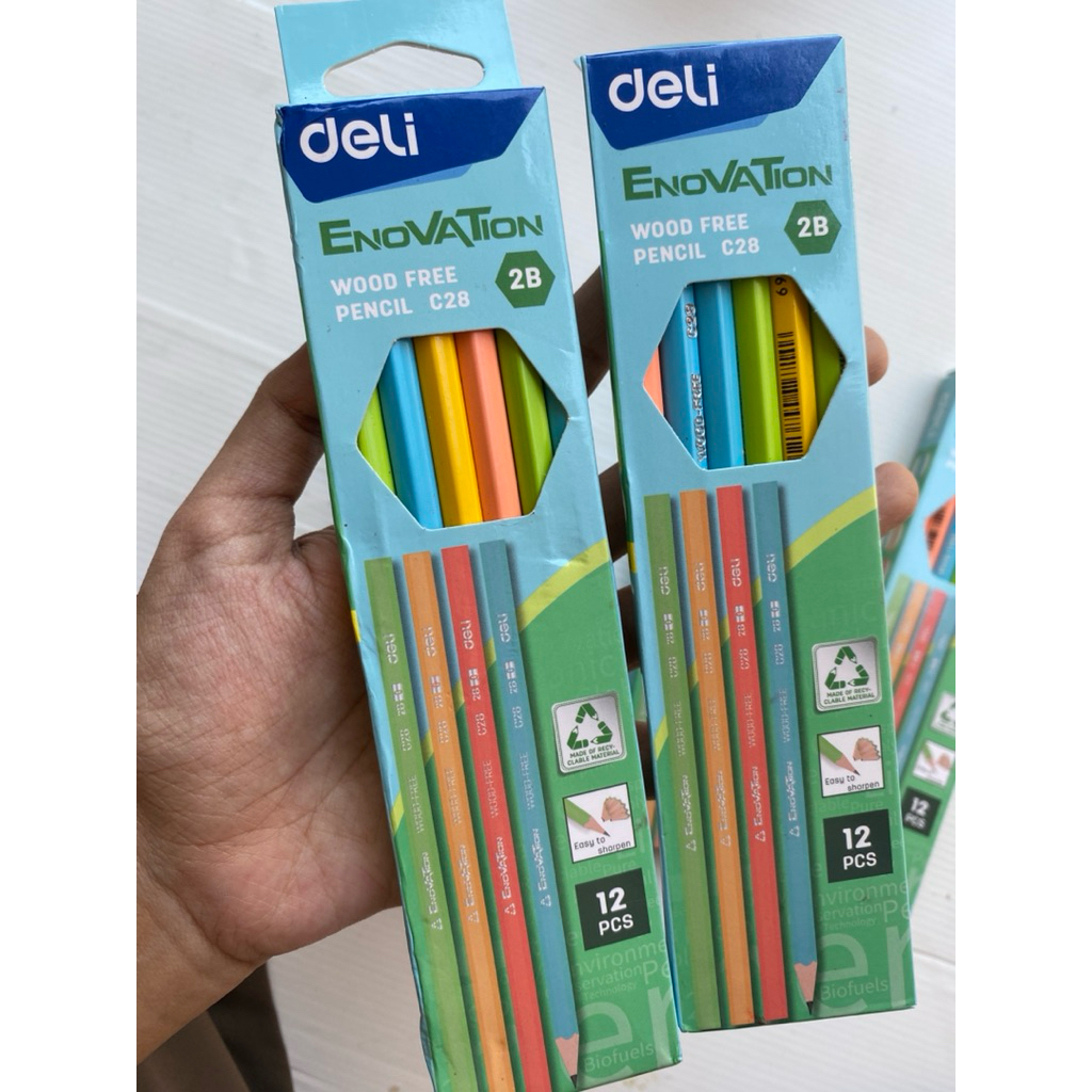 

(box22) Deli Wood Free Pencil Pensil 2B Ramah Lingkungan Bahan Daur Ulang EC28 /12pcs