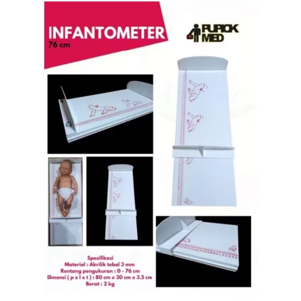 Pengukur Panjang Bayi Full Akrilik / Infantometer 76cm