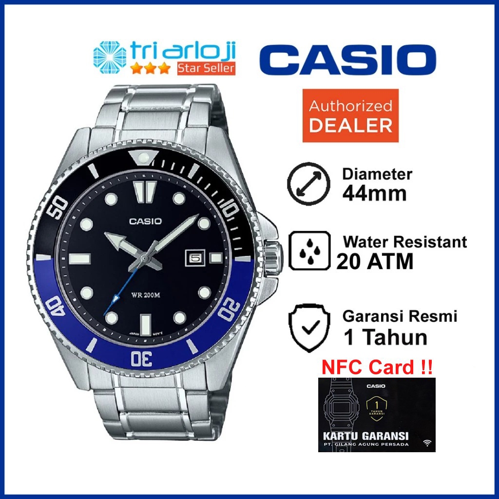 Casio MDV-107D-1A2VDF Jam Tangan Pria Analog Marlin Duro Diver 200m MDV-107D-1A2 MDV107D