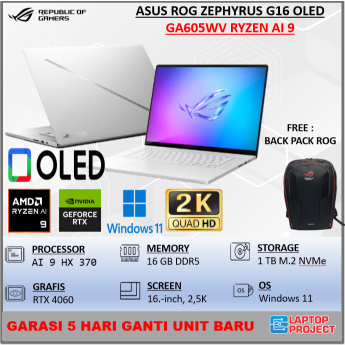 ASUS ROG Zephyrus G16 OLED Laptop Asus Ryzen AI 9