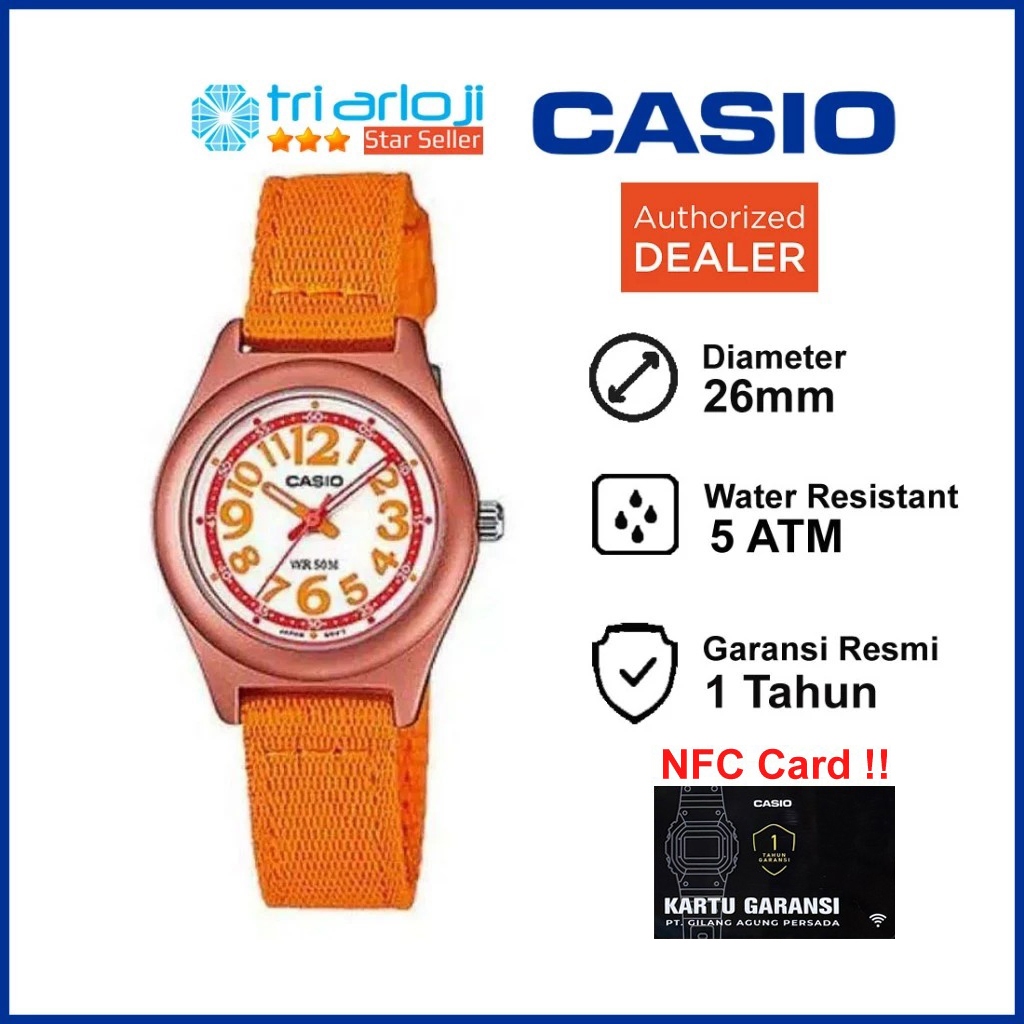 CASIO LTR-19B-4B3VDF Jam Tangan Wanita Analog Canvas Orange LTR-19B-4B3 LTR19B