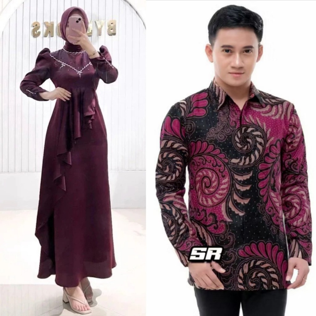 Khowash Butik - Batik Couple Lebaran Gamis Couple Kondangan Dress Pasangan Pesta Baju Sarimbit Kekin