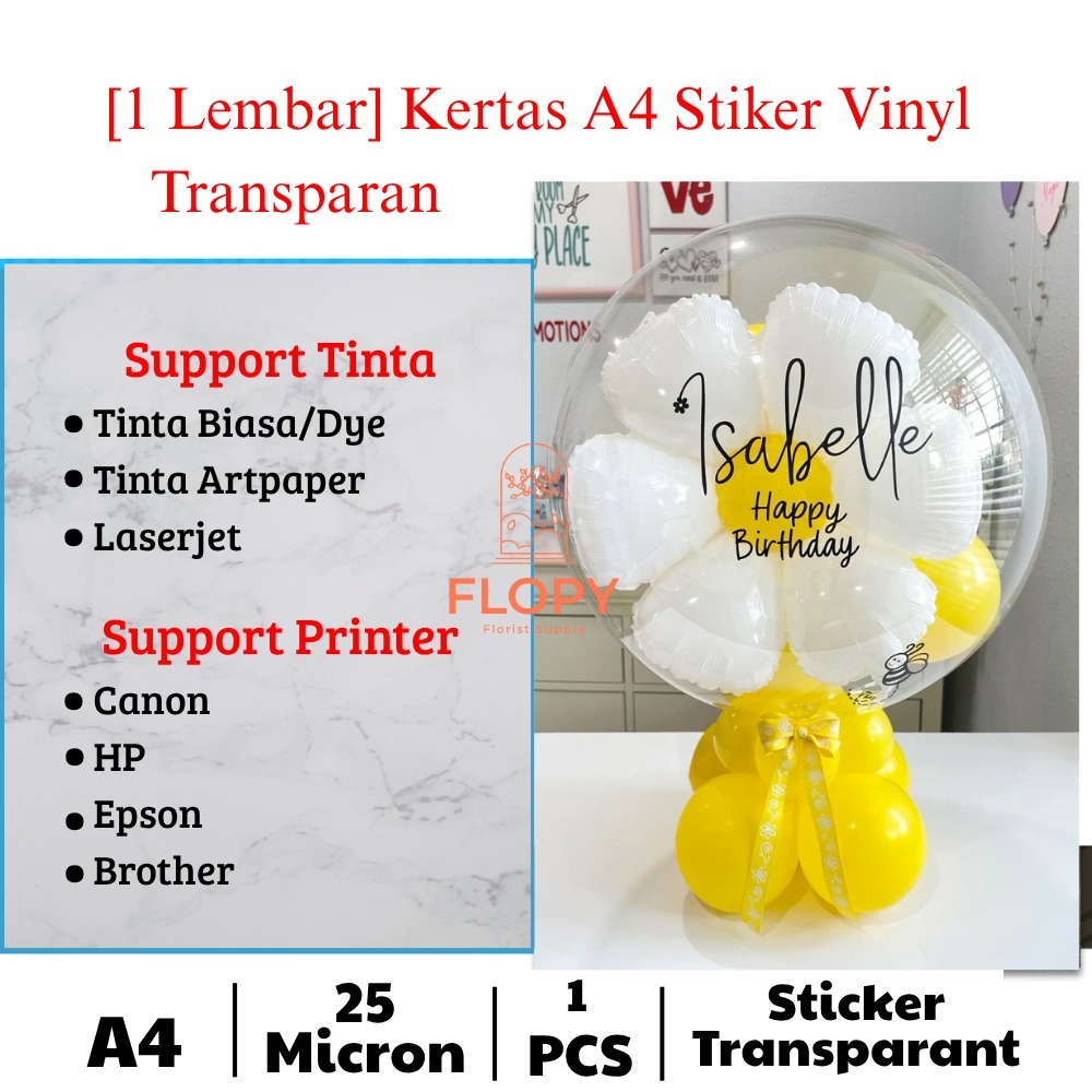

[ 1 Lembar ] Kertas A4 Stiker Vinyl Transparan / Kertas Vinyl / Kertas A4