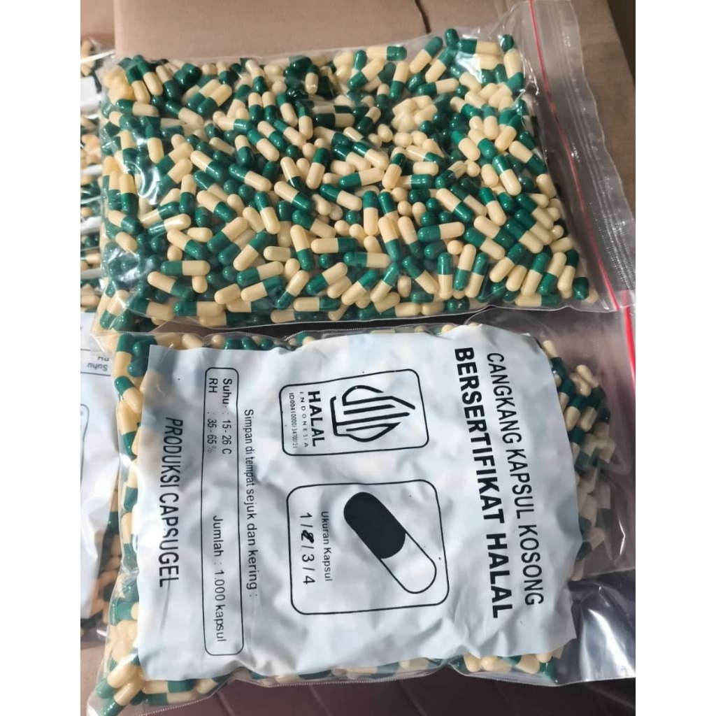cangkang kapsul kosong No 2 hijau kuning kapsul gel