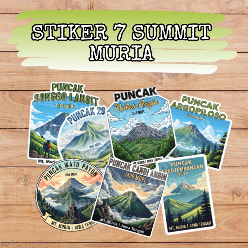 

Stiker Seven Summit Gunung Muria Vinyl+Laminasi Size 6-7cm