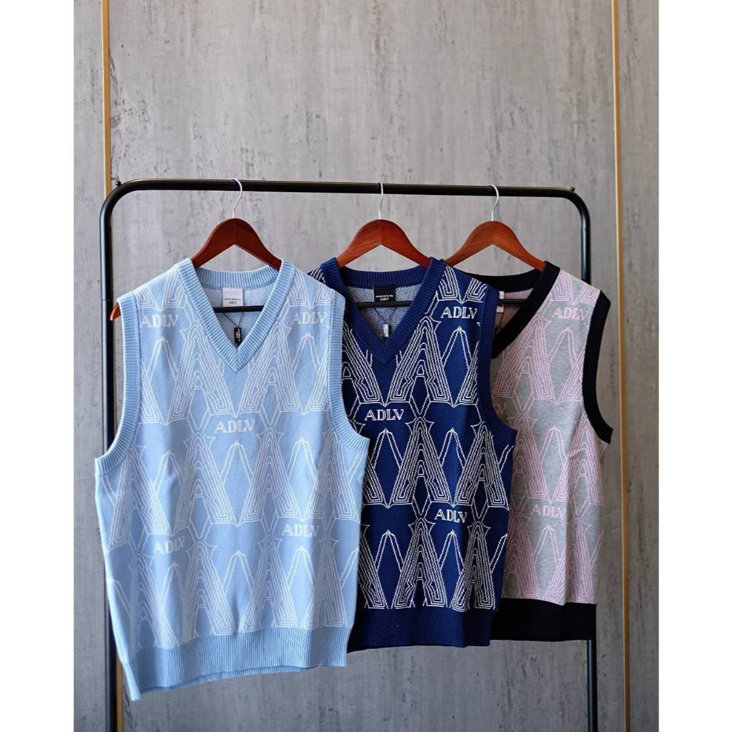 [Ready]AD*LV A Logo Monogram Knit Vest | Thick Cotton Vest with Bold Branding