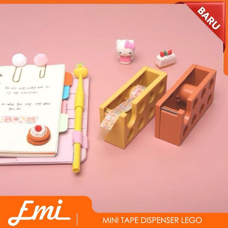 

Tempat Solasi Lakban Solatip Tape Dispenser Toy Bricks Design Masking Tape Cutter Plastic Tape Holder