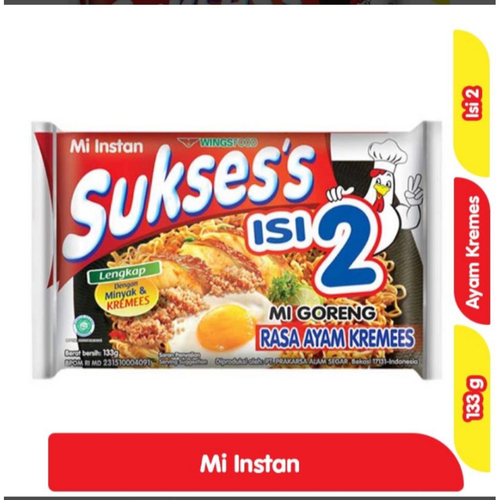 

Sukses's Isi 2 Mie Instant Goreng Ayam Kremees 133 g