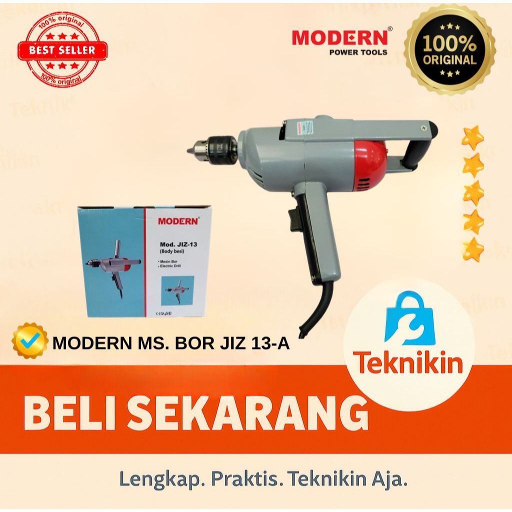 Bor Listrik Body Besi Modern JIZ-13 / Bor Listrik Tangan.