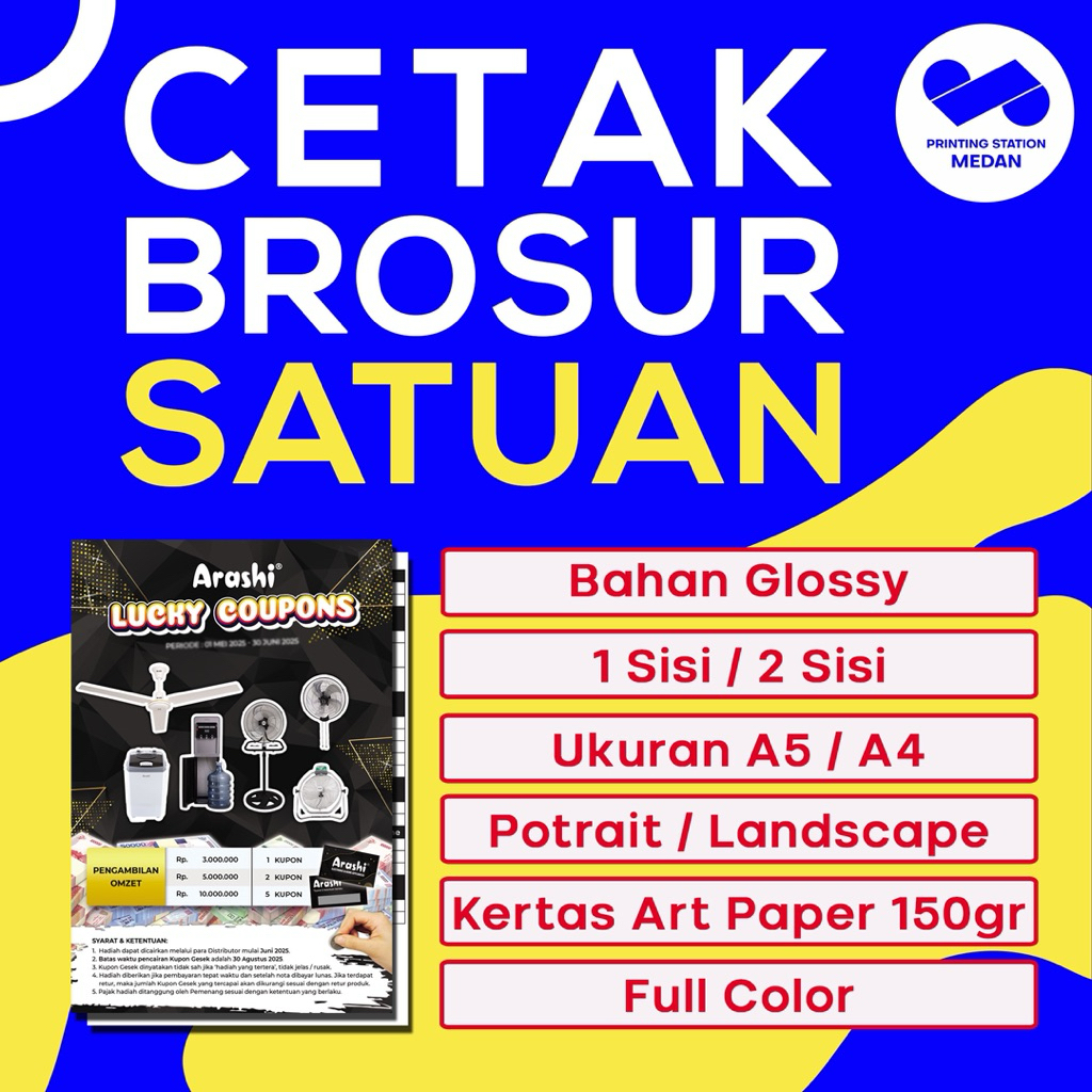 

CETAK BROSUR MURAH SATUAN | UKURAN A4 dan A5 | KERTAS ART PAPER 150gsm