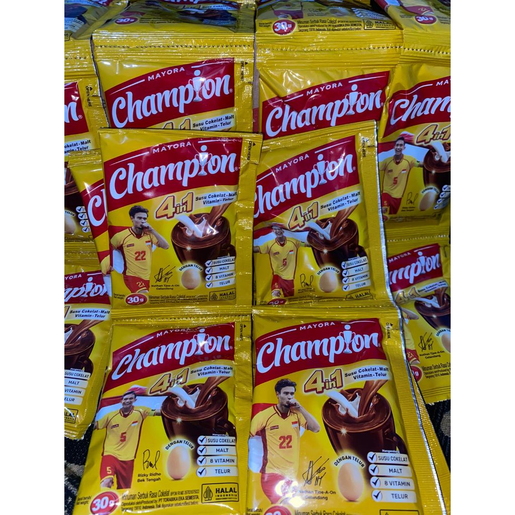 

SUSU CHAMPION 4 in 1 | ENERGEN CHAMPION - Susu Bubuk Coklat Rencengan 30gr isi 10 Sachet