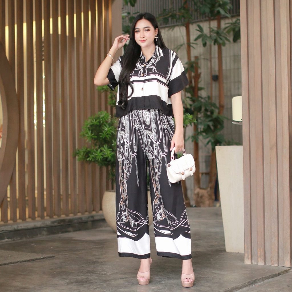 Setelan Crop kekinian bahan rayon premium Ld 120