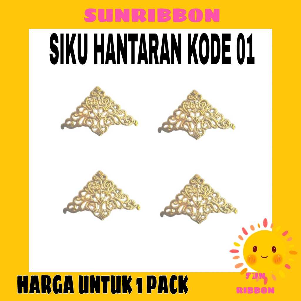 

(per biji)Charm sudut Mahar - sudut hantaran / siku hantaran - bahan craft - hiasan sudut KODE 01