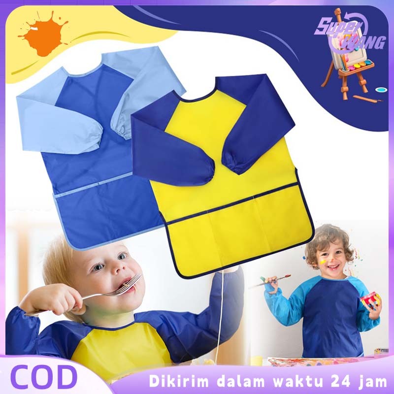 Apron Lukis Anak Celemek Melukis Kids Painting Apron Waterproof Kids Apron Art Smock Kids Lengan Pan