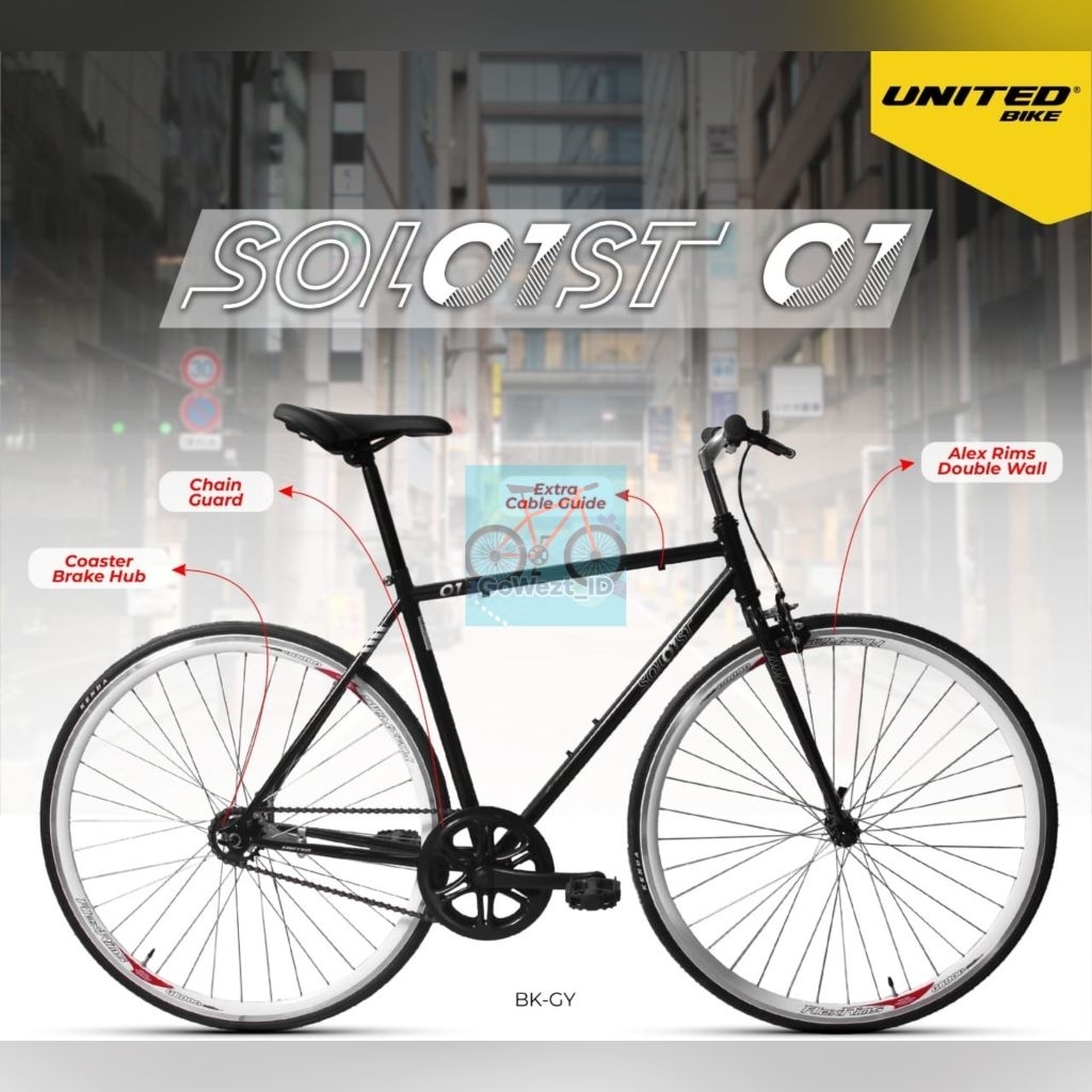 Sepeda Fixie Roadbike Ukuran 700C United Soloist 01 | High Quality