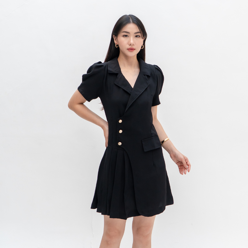 NJONJAGAN - Ivy Dress / Terusan Wanita | Double-Flair Dress | Dress Kemeja Wanita | Puffy Sleeves