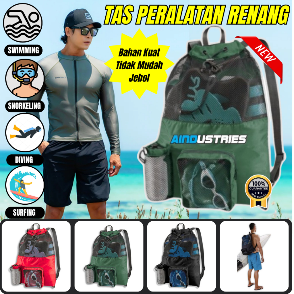 Tas Renang Jaring Besar untuk Bawa Peralatan Kolam Tas renang jaring anak