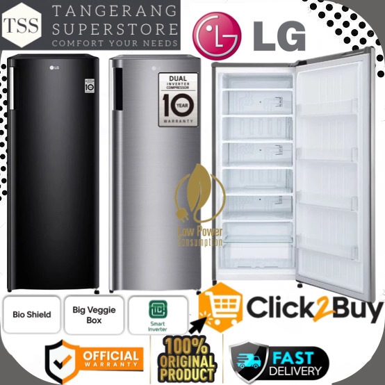 FREEZER LG GN-INV304BK GN-INV304SL GN-INV304 SMART INVERTER COMPRESSOR SUPER LOW WATT FREEZER STANDI