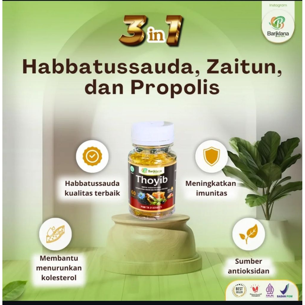 [BISA COD✅️] Thoyib Habbatussauda, Propolis dan Minyak Zaitun | PT Bariklana Insan Herba