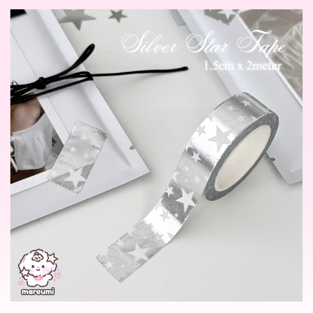 

[MAREUMI] Washi Tape Silver Star Scrapbook Aesthetic