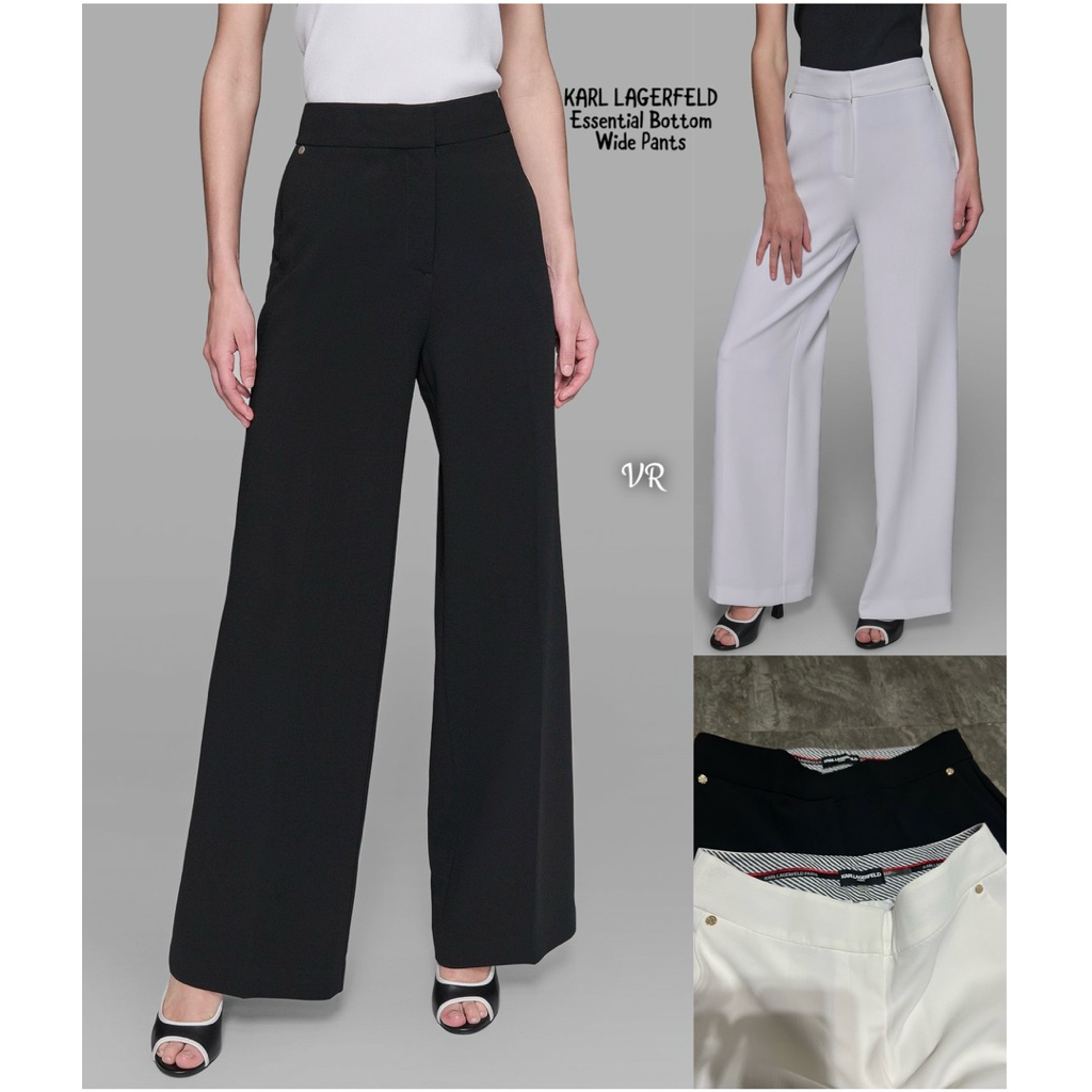 [ KL 21 ] ESSENTIAL BUTTOM WIDE KARL PANTS / CELANA KULOT PUTIH HITAM