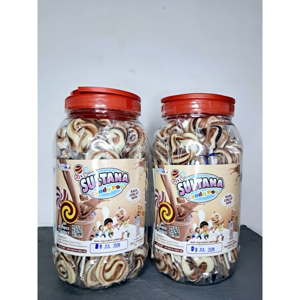 

1 toples permen lolipop rasa COKLAT SUSU isi 60pcs | permen enak isian banyak