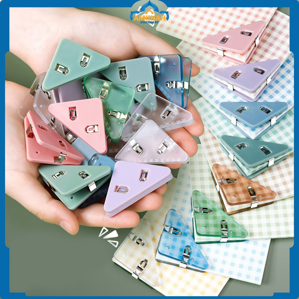 

Penjepit Kertas Segitiga Plastik Aestetik Serbaguna / Triangle Paper Clip Sudut Kertas Akrilik Amiinah Stationery A119