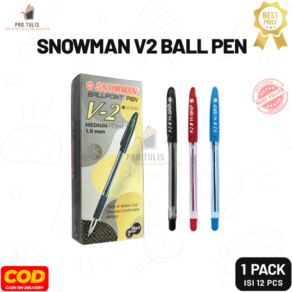 

(1 Pack) Pulpen SNOWMAN V2 1,0mm Bolpoin Gel Ink Pen. ProTulis