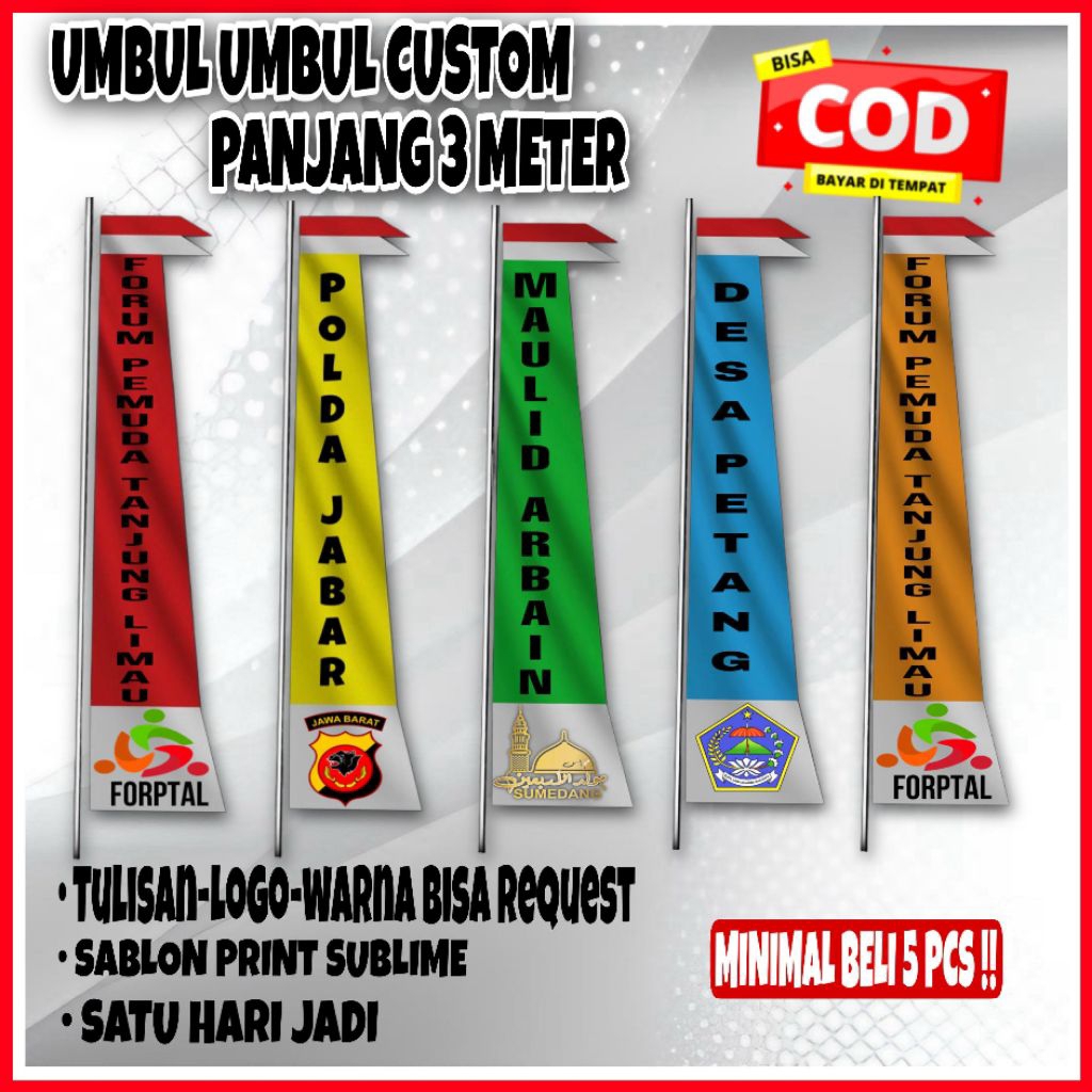 UMBUL-UMBUL KUDA LAUT CUSTOM GAMBAR BEBAS/UMBUL UMBUL CUSTOM PANJANG 3 METER