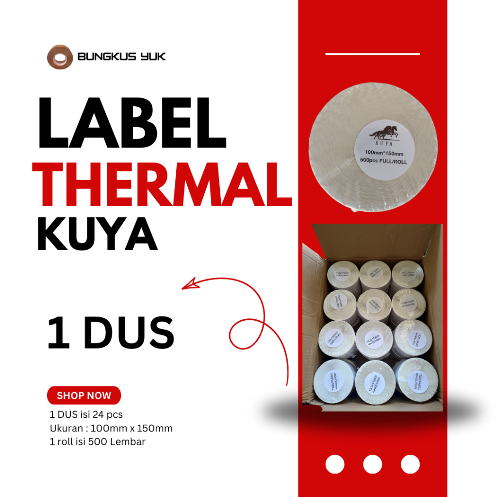 

THERMAL LABEL ROLL KERTAS BARCODE PREMIUM 100X150 MM 500 LEMBAR PREMIUM (1DUS)